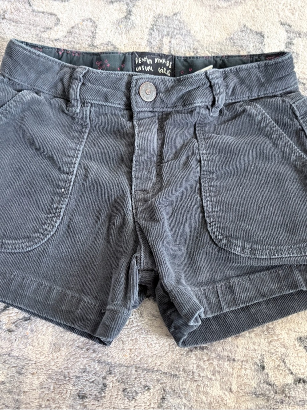 Zara High-Waist Corduroy Shorts - Gray